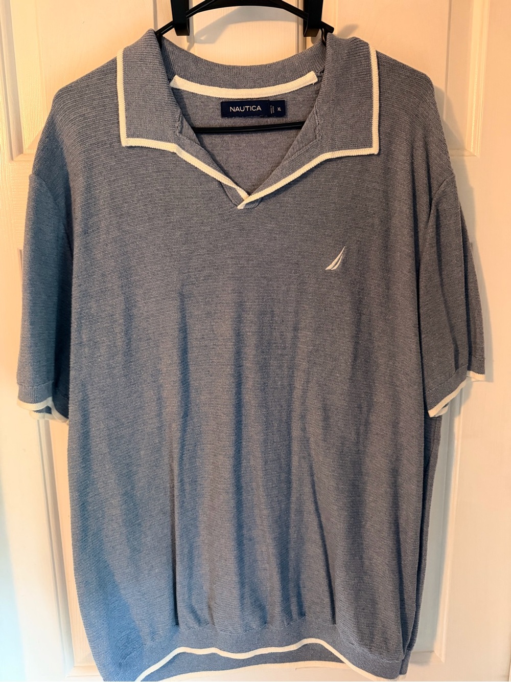 Nautica Men’s Light Blue Polo with White Trim